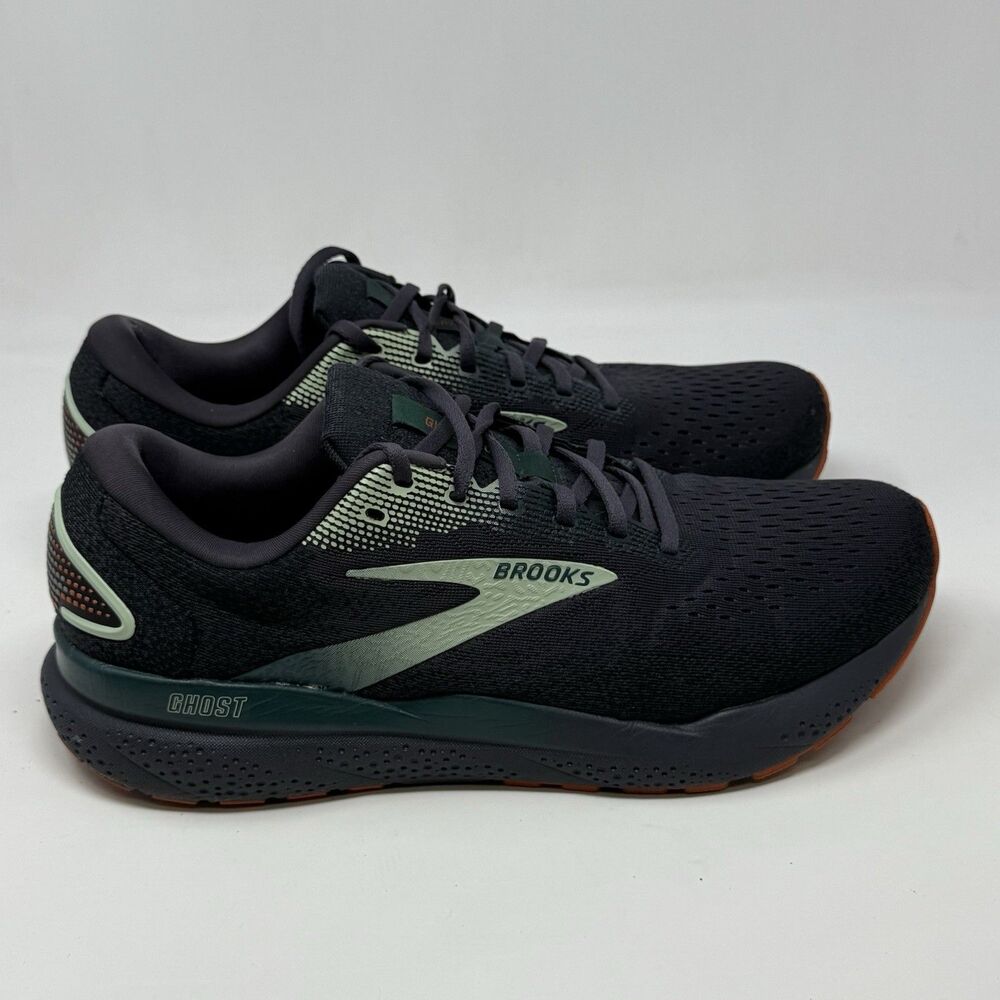 Brooks Ghost 16 Sneakers Mens 12.5 Blackened Pearl June Bug Green Running Shoes
